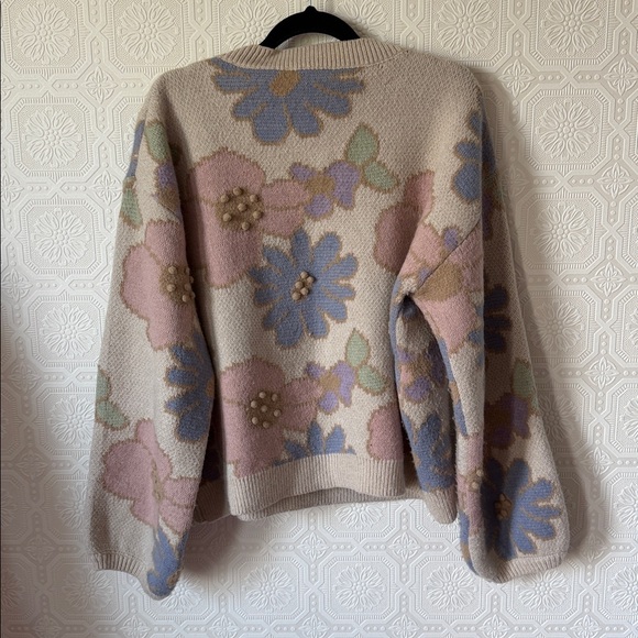 Storia Easy To Love Beige Brown Floral Sweater Size Large - Picture 7 of 12